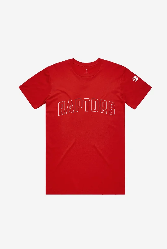 Toronto Raptors T-Shirt - Red Asymmetrical Pockets Print
