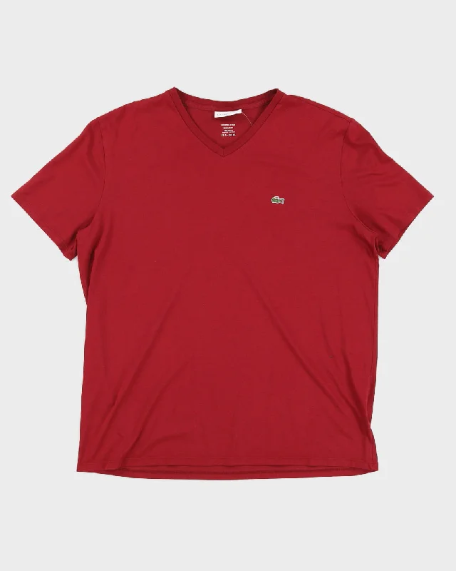 Red Lacoste Logo T-shirt - XL Anti-Pilling Machine Wash Handmade