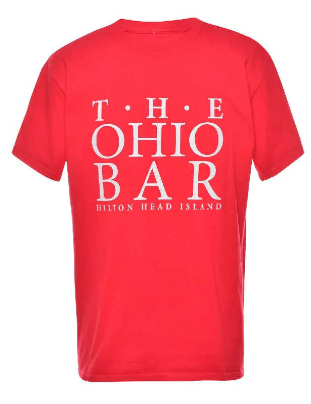 Red Printed T-shirt - M Spandex Blend Rayon Blend Denim Blend