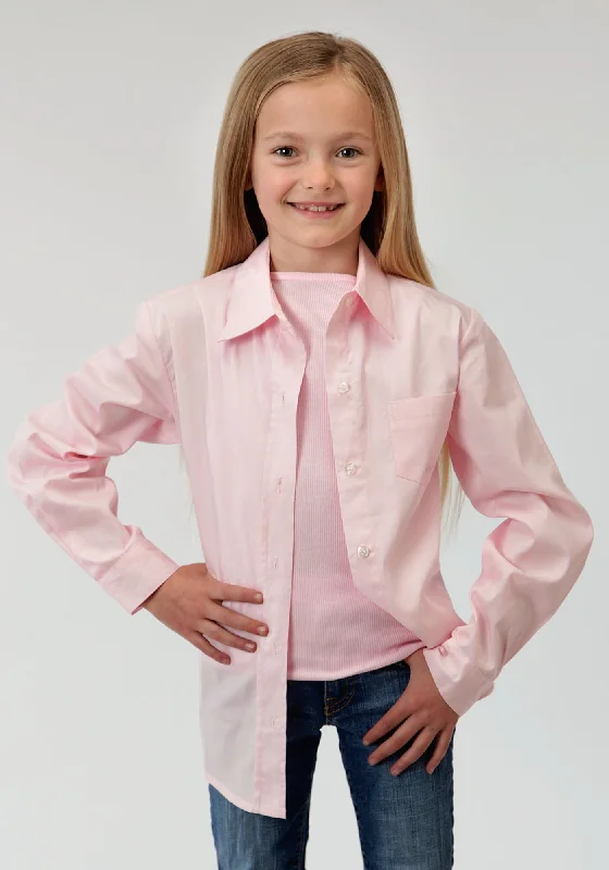 Roper Basics Girls Pink 100% Cotton Solid Poplin L/S Shirt Chenille Fabric Brocade Fabric Lace Fabric Roper Basics Girls Pink 100% Cotton Solid Poplin L/S Shirt Chenille Fabric Brocade Fabric Lace Fabric