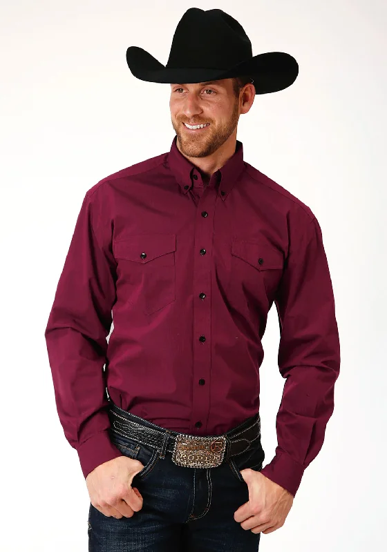 Roper Mens Wine 100% Cotton Black Fill BD L/S Btn Shirt Cashmere Blend Cotton Blend Poly Blend Roper Mens Wine 100% Cotton Black Fill BD L/S Btn Shirt Cashmere Blend Cotton Blend Poly Blend