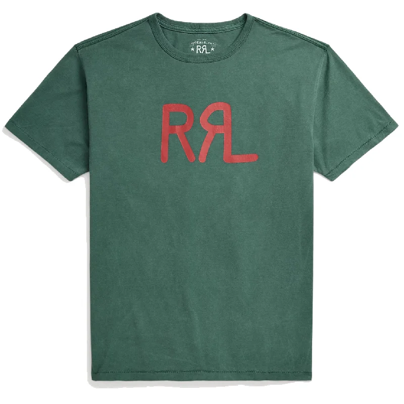 RRL by Ralph Lauren RRL Ranch Logo T-Shirt Pine Forest Ribbed Striped Patterned