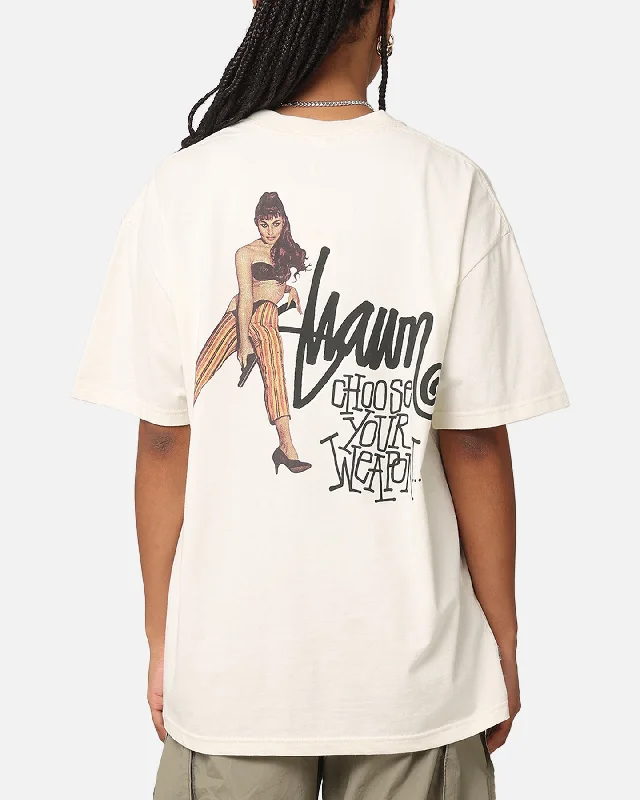 S Double Choose Your Weapon T-Shirt Washed White Elasticated Padded Insulated