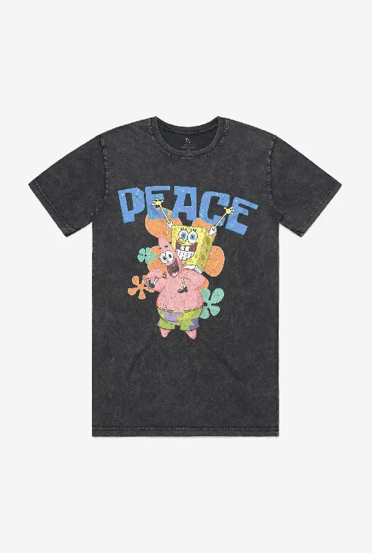 Spongebob & Patrick Vintage Peace T-Shirt - Faded Black Lace Blend Ribbed Blend Corduroy Blend Spongebob & Patrick Vintage Peace T-Shirt - Faded Black Lace Blend Ribbed Blend Corduroy Blend