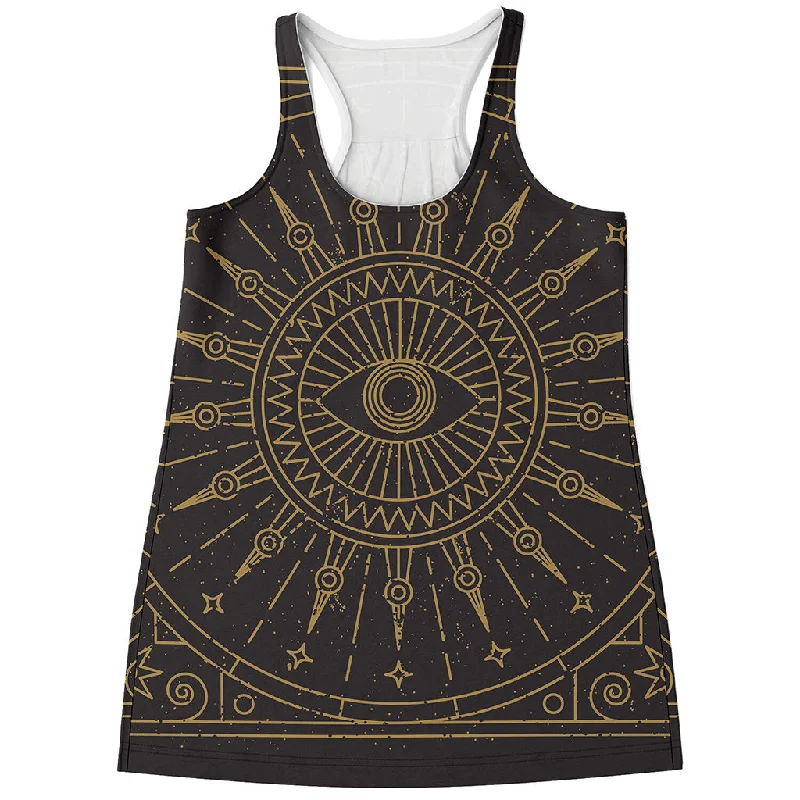 Sun All Seeing Eye Print Women's Racerback Tank Top soft tank top