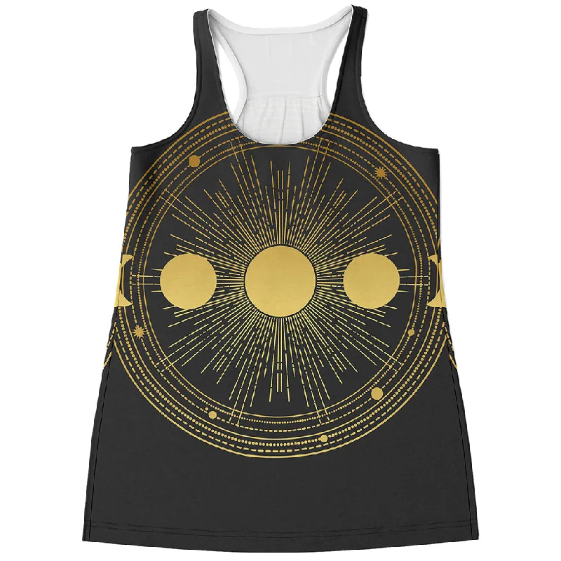 Sun And Moon Phase Print Women's Racerback Tank Top floral tank top