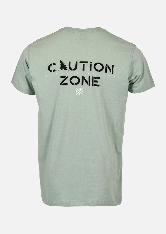 Tee-shirt Caution Zone - Vert Sauge Zippered Front Buttoned Front Snap Front