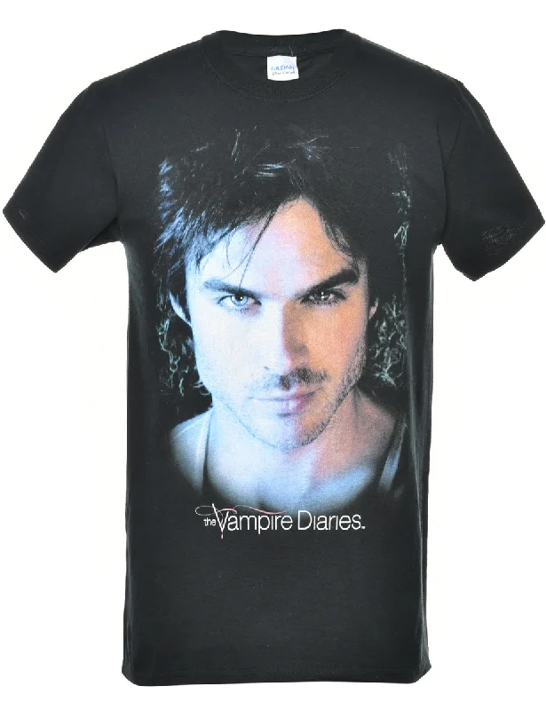 The Vampire Diaries Printed T-shirt - S Collared Crew Neck Turtle Neck