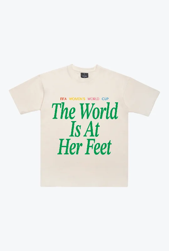 The World is at Her Feet Heavyweight T-Shirt - Natural Lace Blend Ribbed Blend Corduroy Blend The World is at Her Feet Heavyweight T-Shirt - Natural Lace Blend Ribbed Blend Corduroy Blend