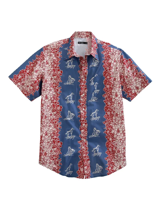 Tin Haul Mens Multi-Color 100% Cotton Paniolo Tropical BD S/S Shirt Zippered Front Buttoned Front Snap Front Tin Haul Mens Multi-Color 100% Cotton Paniolo Tropical BD S/S Shirt Zippered Front Buttoned Front Snap Front