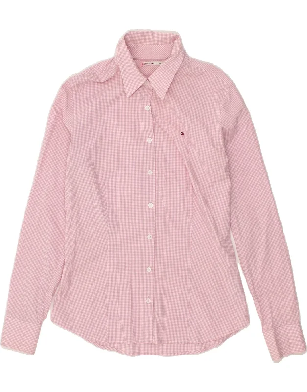 TOMMY HILFIGER Womens Shirt UK 16 Large Pink Check Cotton Graphic Embroidered Appliqued TOMMY HILFIGER Womens Shirt UK 16 Large Pink Check Cotton Graphic Embroidered Appliqued