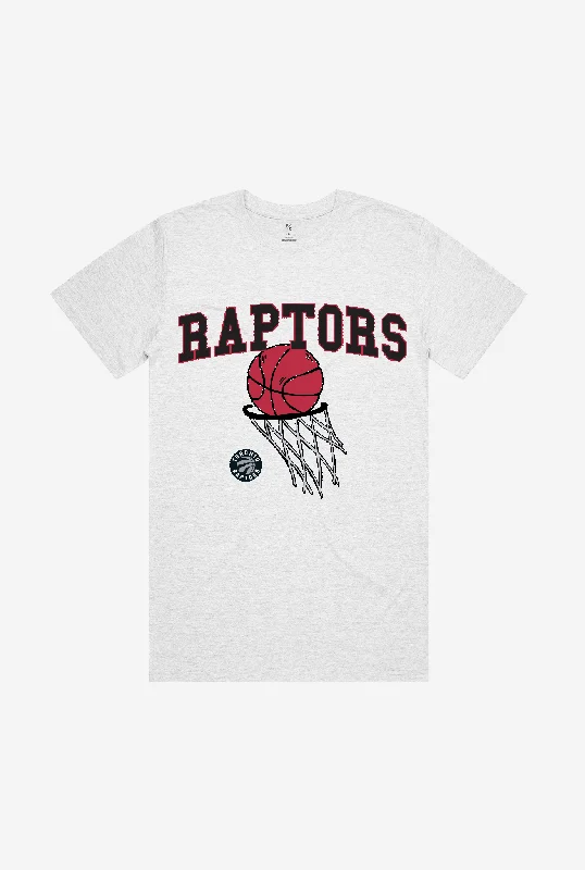 Toronto Raptors Net T-Shirt - White Ash Silk Blend Satin Velvet