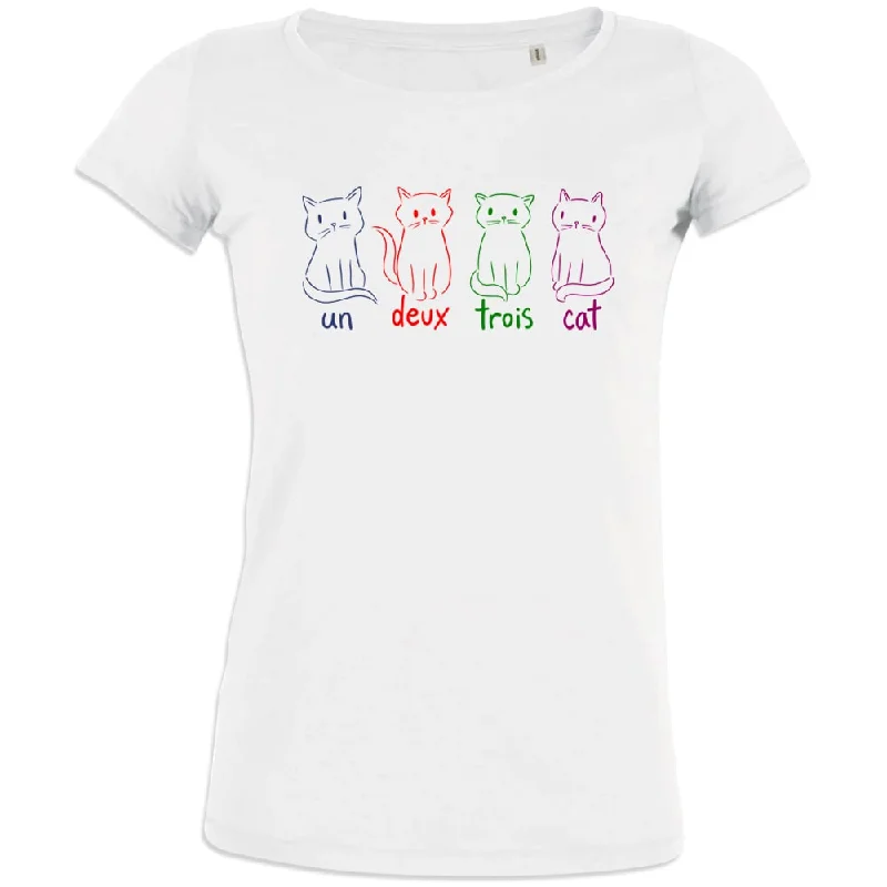 Un Deux Trois Cat Women's Organic Cotton Tee Real Fur Shearling Chenille