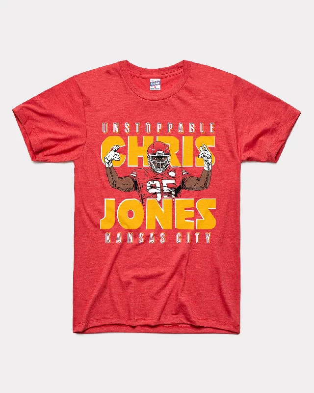 Unstoppable Chris Jones Red T-Shirt Chenille Blend Fleece Blend Nylon Blend