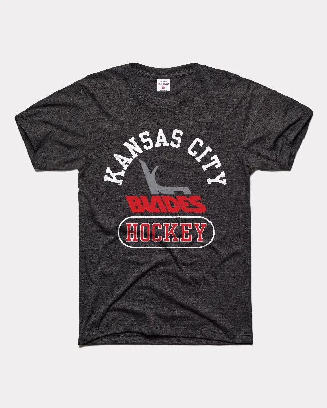 Kansas City Blades Hockey Vintage Black T-Shirt Wool Fabric Cashmere Fabric Tweed Fabric Kansas City Blades Hockey Vintage Black T-Shirt Wool Fabric Cashmere Fabric Tweed Fabric