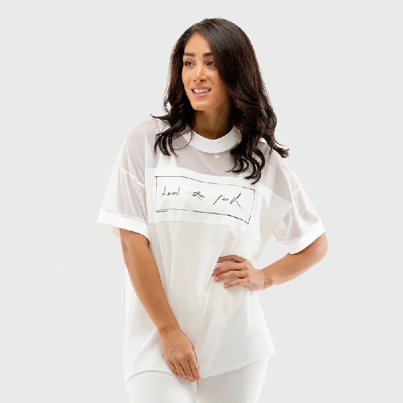 Vibe Mesh Tee - White Seamless Knitted Crochet