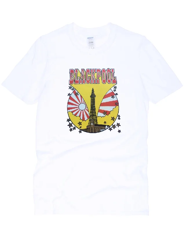 Vintage 70s Blackpool Vinyl Transfer T-Shirt Oversized T-Shirt Spandex breathable