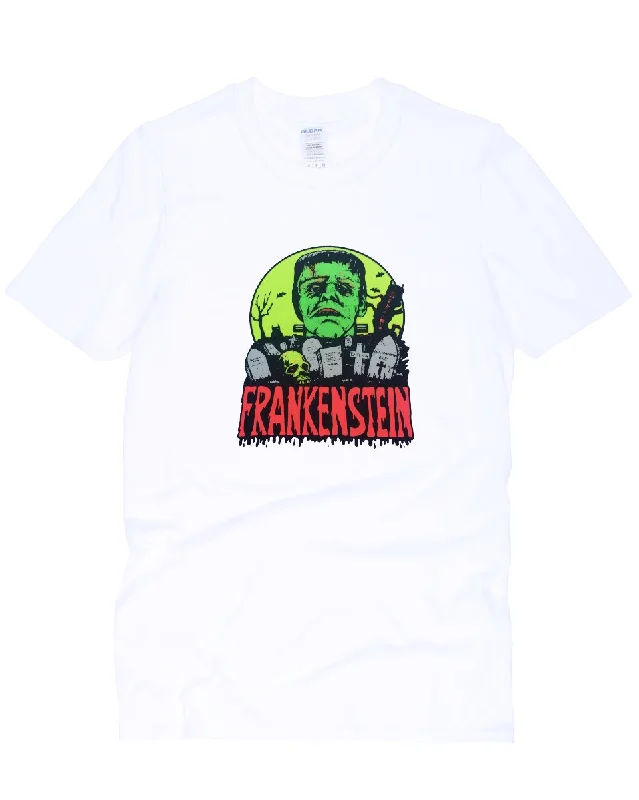 Vintage 70s Frankenstein Vinyl Transfer T-Shirt Rayon Velvet Corduroy