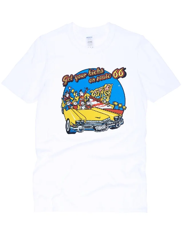 Vintage 70s Get Your Kicks on Route 66 Vinyl Transfer T-Shirt Rayon Fabric Velvet Fabric Corduroy Fabric Vintage 70s Get Your Kicks on Route 66 Vinyl Transfer T-Shirt Rayon Fabric Velvet Fabric Corduroy Fabric