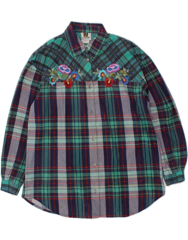 VINTAGE Womens Shirt UK 16 Large Multicoloured Check Cotton Solid Color Striped Floral VINTAGE Womens Shirt UK 16 Large Multicoloured Check Cotton Solid Color Striped Floral