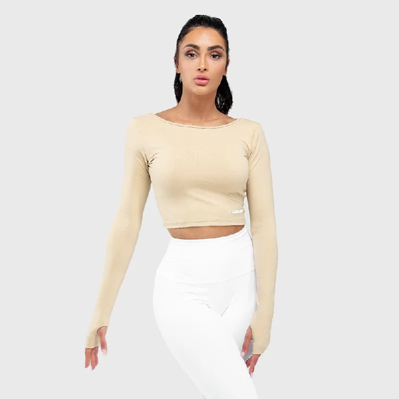 Warrior Crop Tee - Beige Satin Fabric Silk Fabric Chiffon Fabric