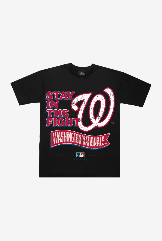 Washington Nationals Slogan Cooperstown Collection Premium T-Shirt - Black Terry Blend Velvet Blend Canvas Blend Washington Nationals Slogan Cooperstown Collection Premium T-Shirt - Black Terry Blend Velvet Blend Canvas Blend