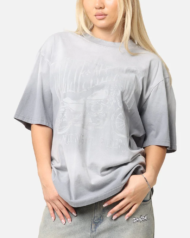 Willie Nelson Bike T-Shirt Washed Grey Print Jacquard Patchwork
