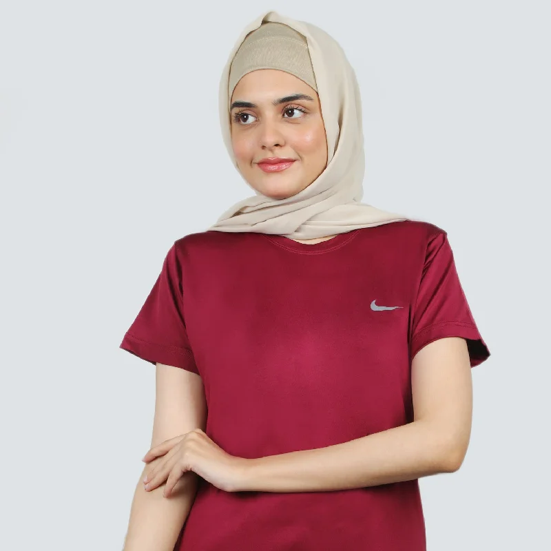 Women's Half Sleeves T-Shirt - Maroon Oversized T-Shirt Spandex breathable