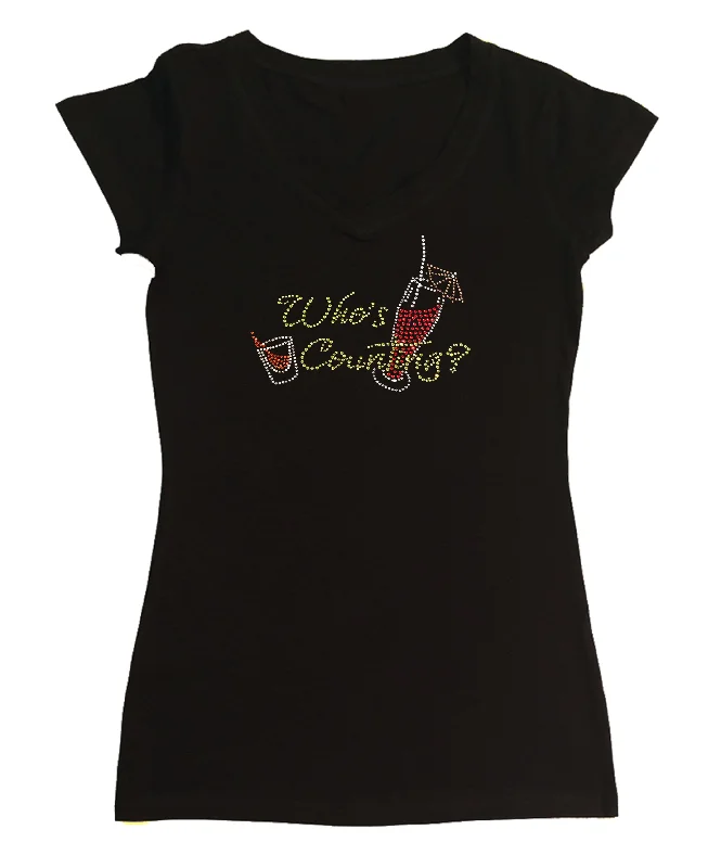 Womens T-shirt with Who's Counting, Wine Country in Rhinestones Fitted T-Shirt Seamless Stretchy Womens T-shirt with Who's Counting, Wine Country in Rhinestones Fitted T-Shirt Seamless Stretchy