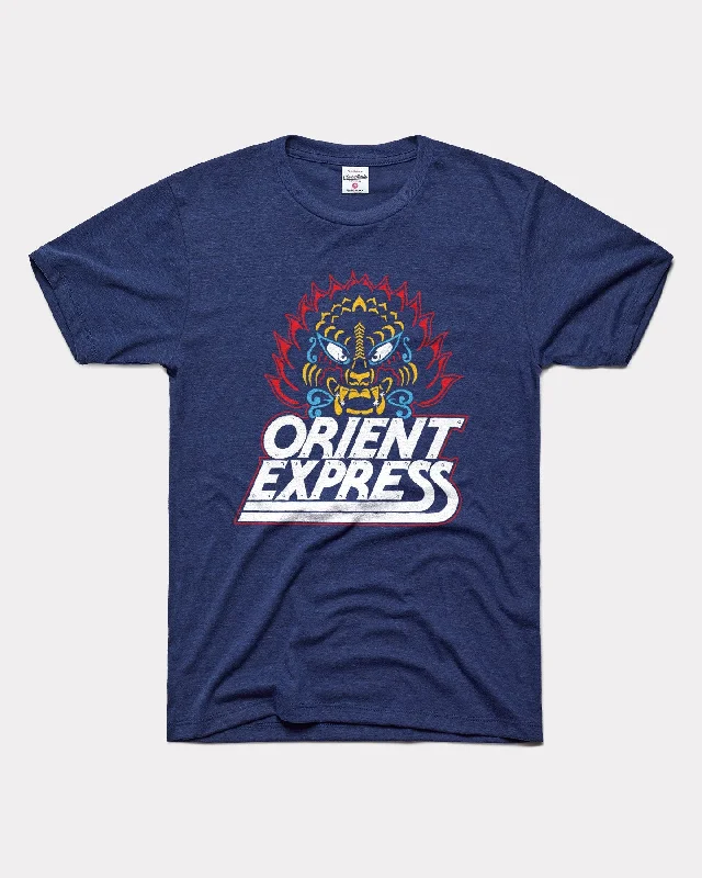 Worlds of Fun Orient Express Vintage Navy T-Shirt Graphic Embroidered Appliqued