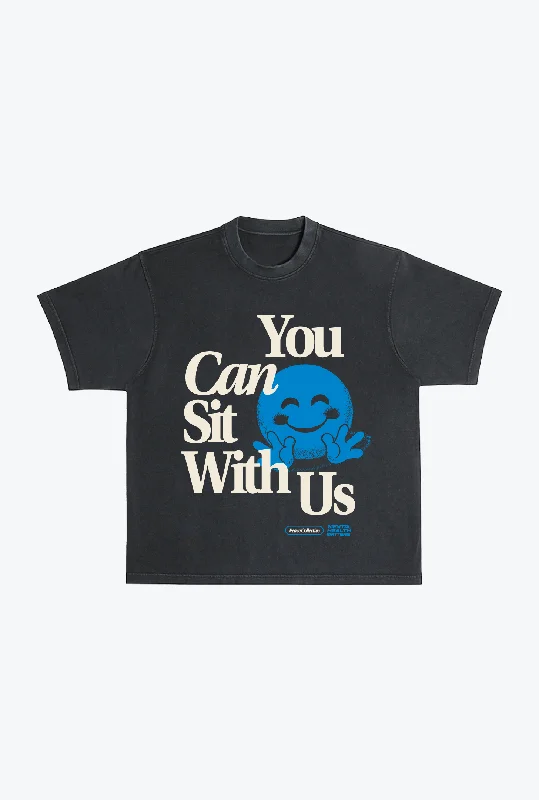 You Can Sit With Us Heavyweight Pigment Dye Tee - Black Elasticated Padded Insulated You Can Sit With Us Heavyweight Pigment Dye Tee - Black Elasticated Padded Insulated