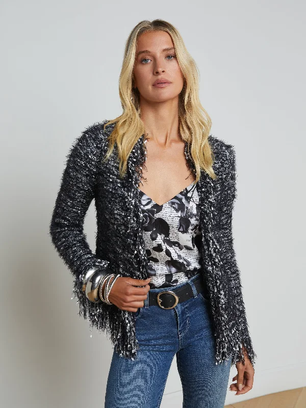 Azure Fringe Cardigan Blazer Women's Vintage Suit