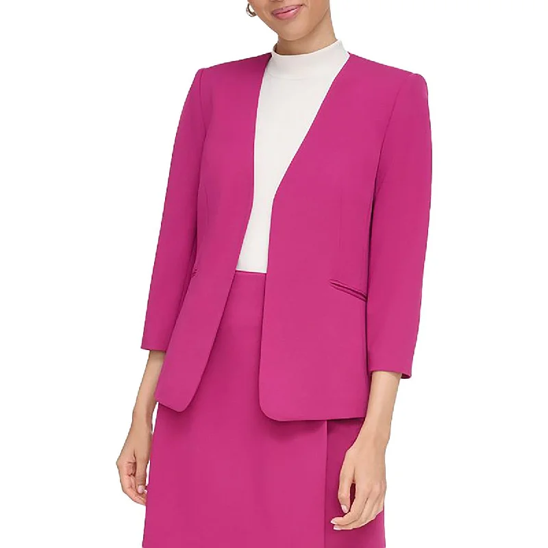 Calvin Klein Womens Knit 3/4 Sleeves Open-Front Blazer Women's Business Blazer