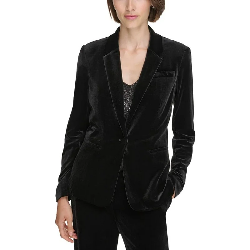 Calvin Klein Womens Petites Velvet Business One-Button Blazer Women's Unique Blazer