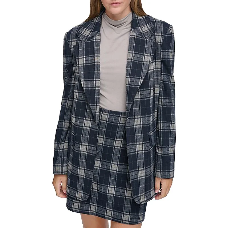 Calvin Klein Womens Plaid Business One-Button Blazer Women's Classic Blazer