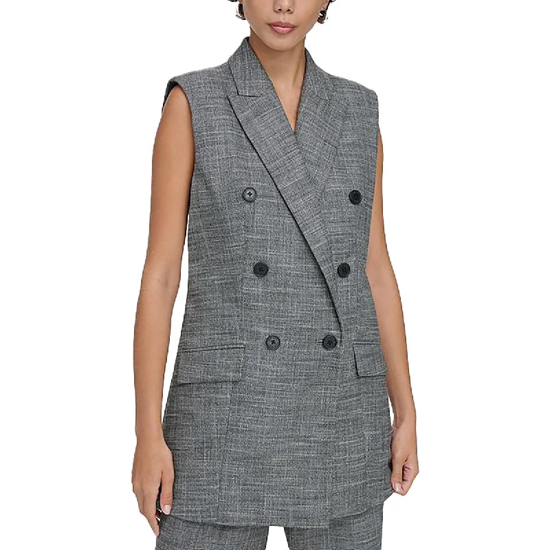 Calvin Klein Womens Slub Business Double-Breasted Blazer Linen Women's Suit