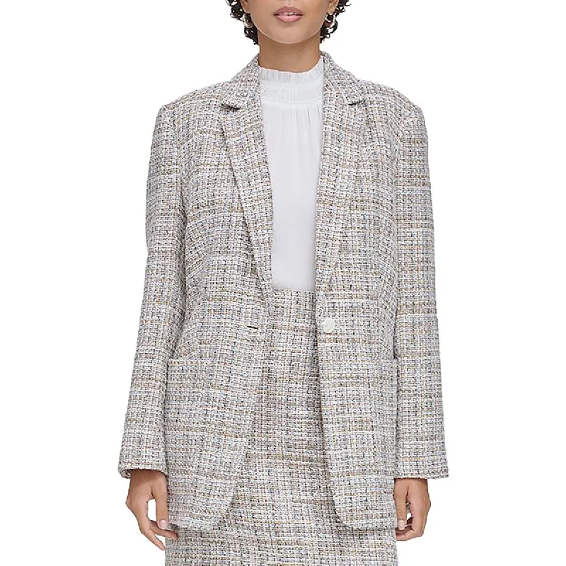 Calvin Klein Womens Tweed Suit Separate One-Button Blazer Women's Fashion Blazer