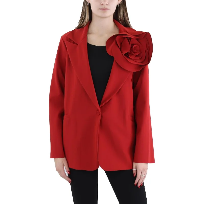 Chiara Boni Womens Rosette Workwear One-Button Blazer Women's Handmade Blazer