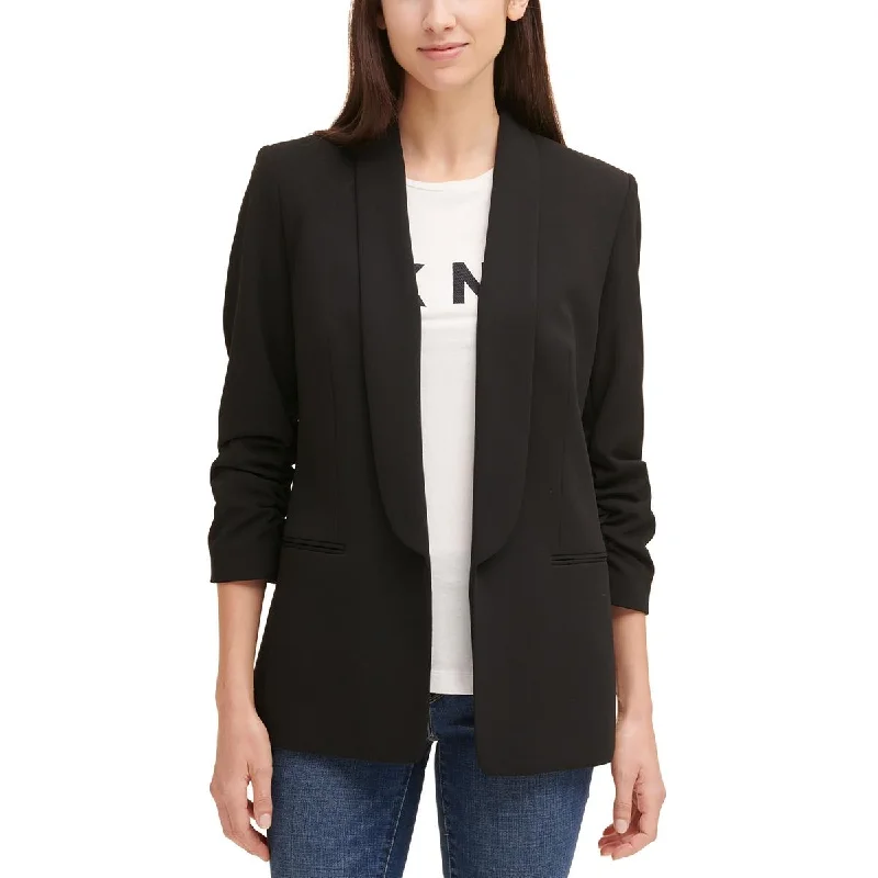 DKNY Womens Petites Solid Office Open-Front Blazer Women's Custom Jacket