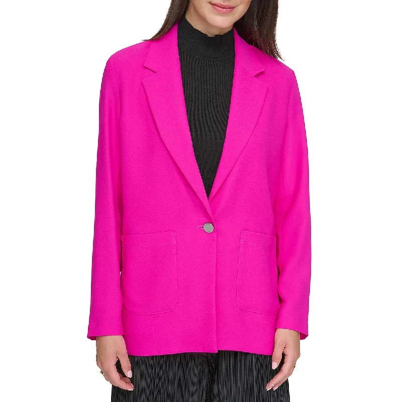 DKNY Womens Solid Business One-Button Blazer Women's Vintage Suit