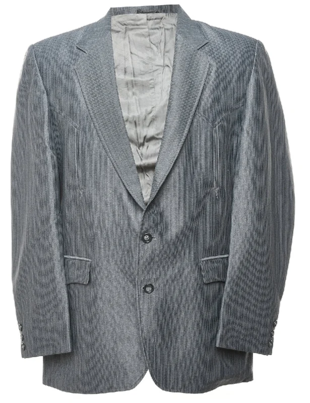 Grey Pinstriped Blazer - L Women's Trendy Blazer