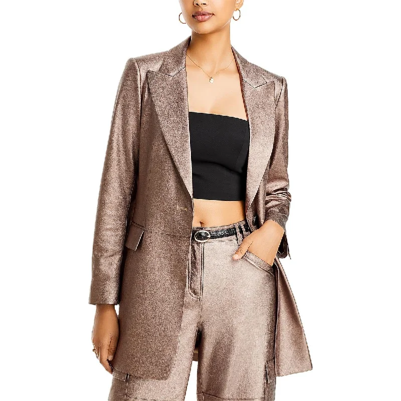 Kobi Halperin Womens Shimmer Evening One-Button Blazer Women's Vacation Suit