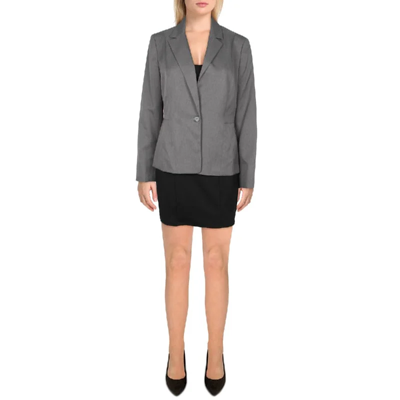 Le Suit Womens Petites Woven Herringbone One-Button Blazer High-End Women's Suit