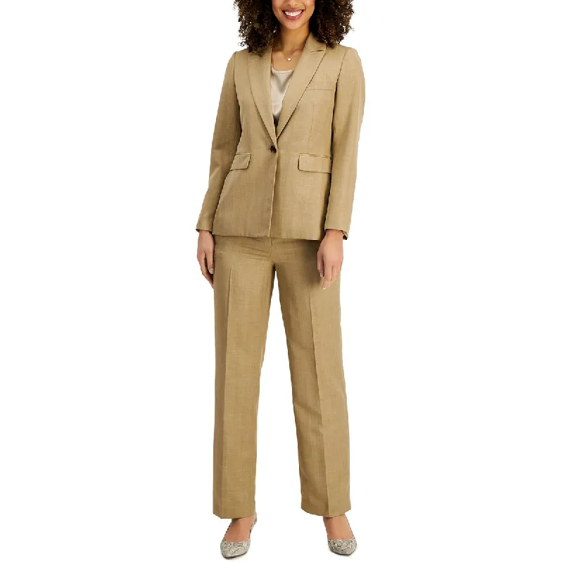 Le Suit Womens Woven Herringbone One-Button Blazer Slim Fit Blazer