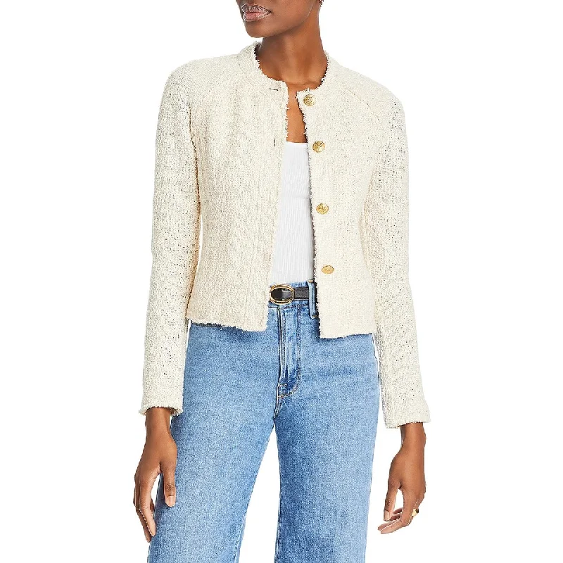 Rag & Bone Womens Marisa Tweed Suit Separate Collarless Blazer Women's High-End Blazer