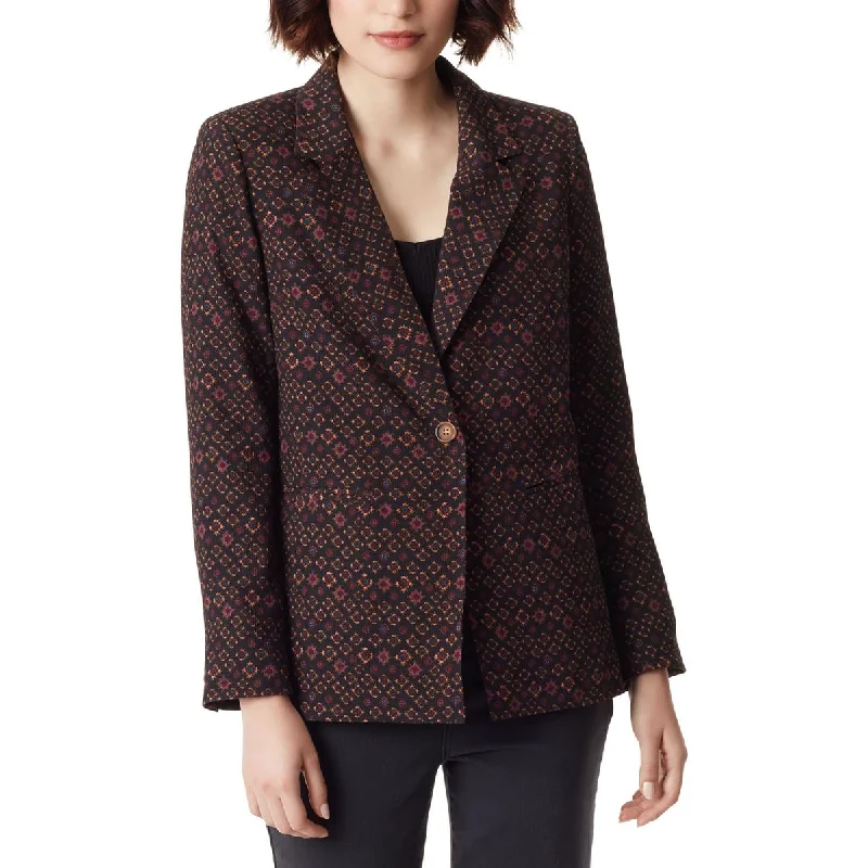 Sam Edelman Womens Printed Office One-Button Blazer Women's Trendy Jacket