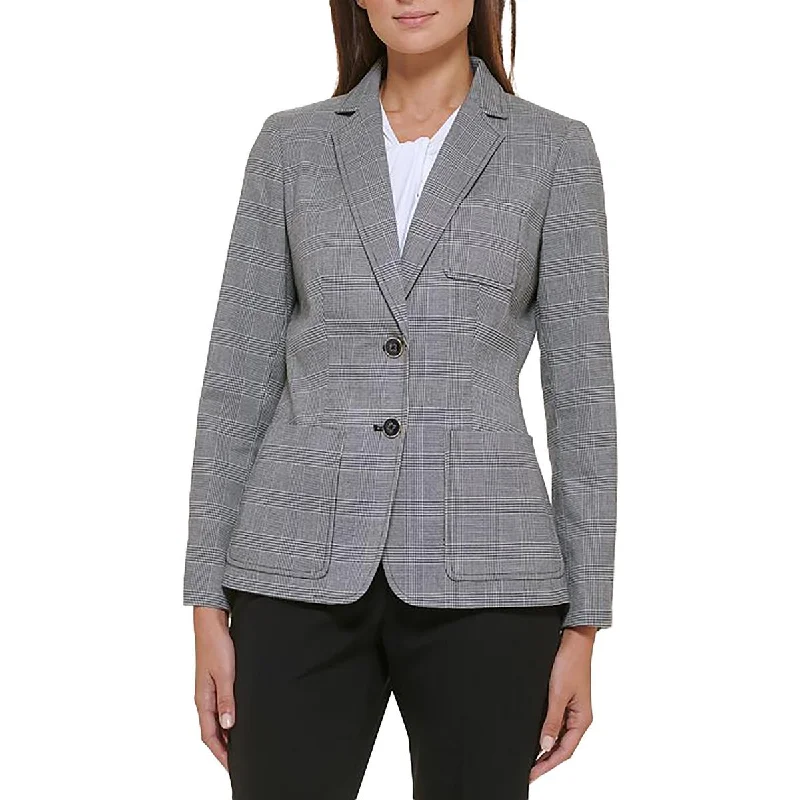 Tommy Hilfiger Womens Glen Plaid Workwear Two-Button Blazer Women's Fashion Blazer