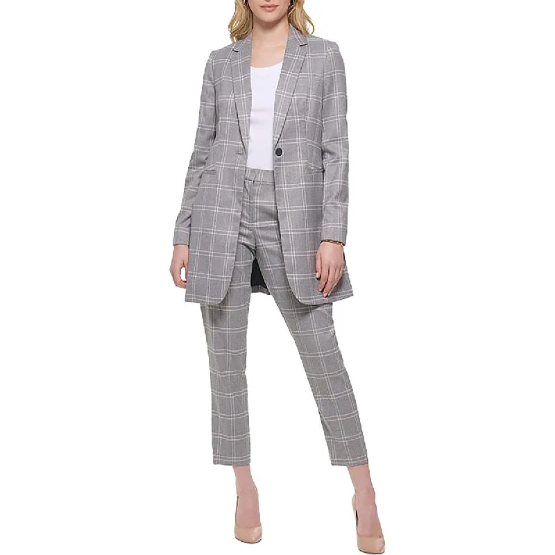 Tommy Hilfiger Womens Plaid Workwear One-Button Blazer Women's Premium Blazer