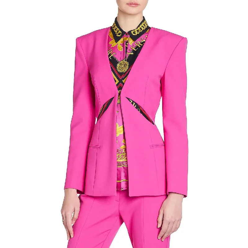 Versace Jeans Couture Womens Cut-Out Office One-Button Blazer Women's Luxurious Jacket