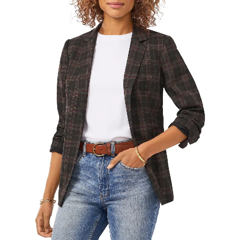 Vince Camuto Womens Plaid Notch Collar One-Button Blazer Winter Women's Blazer